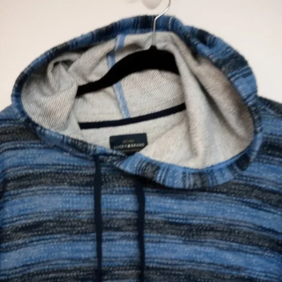LUCKY BRAND MENS BAJA STRIPE HOODIE 100 % COTTON BIG TALL MAN SIZE XXL BLUE NWT - Picture 5 of 8